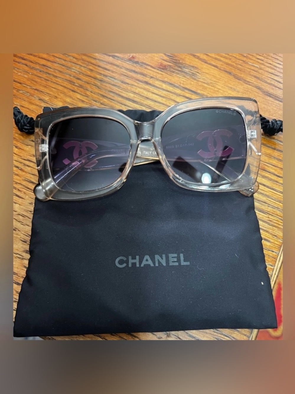 Chanel Large Frame Amber Color Sunglasses NWOT